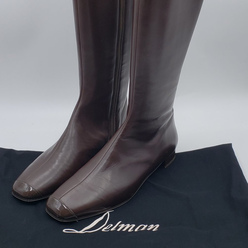 Delman Epoch Mahogany Leather Knee High Boots 7M